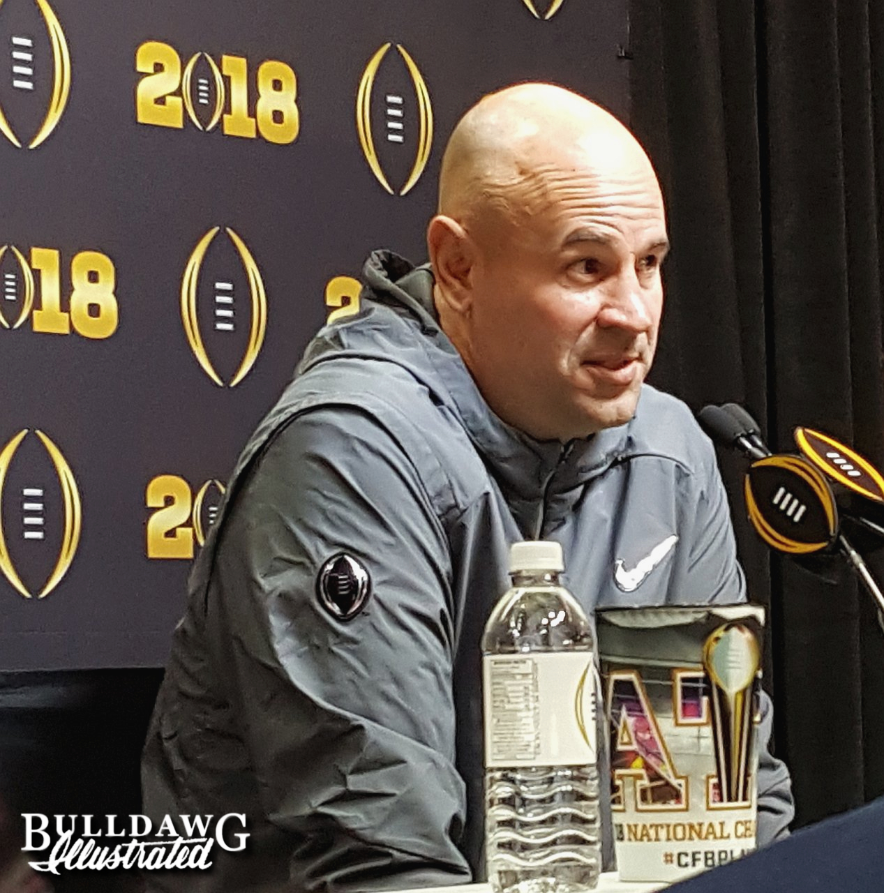 Jeremy Pruitt during Saturday's National Championship media day press conference, 2018-Jan-06
