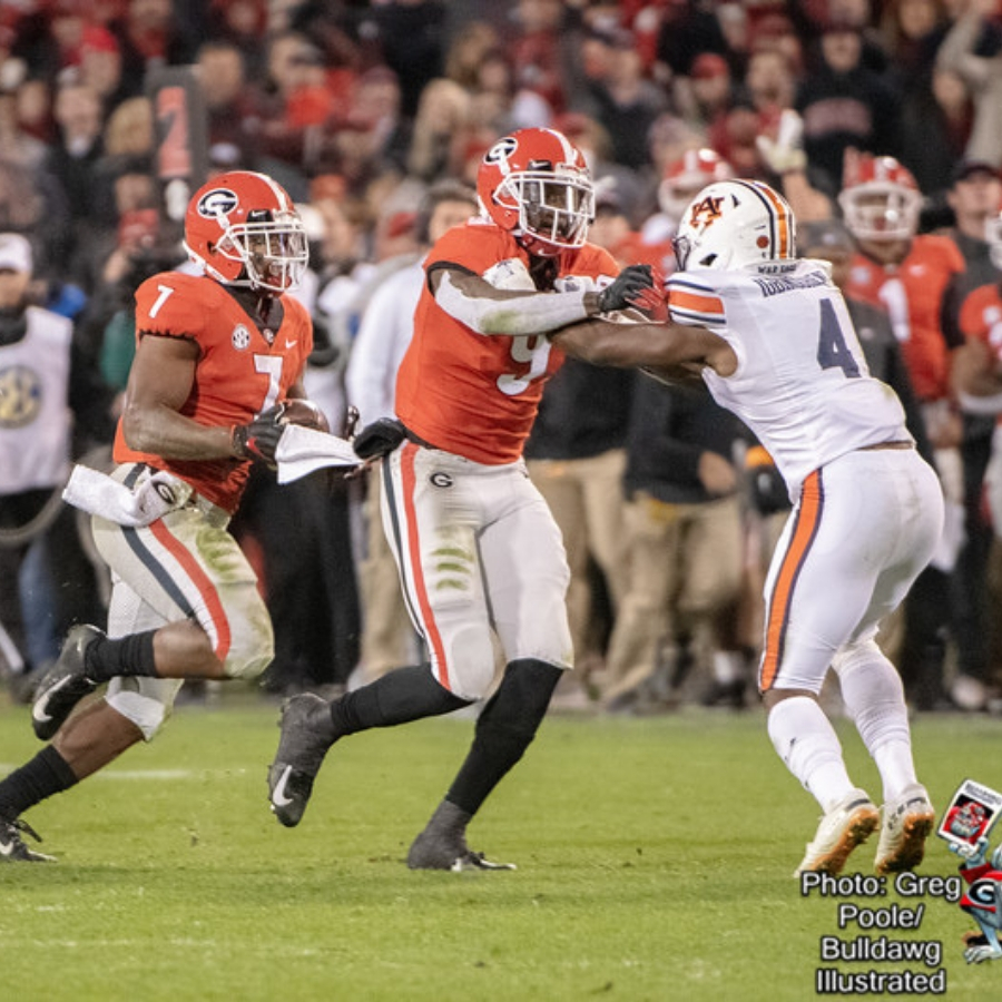 D'Andre Swift (7) and Jeremiah Holloman (9)