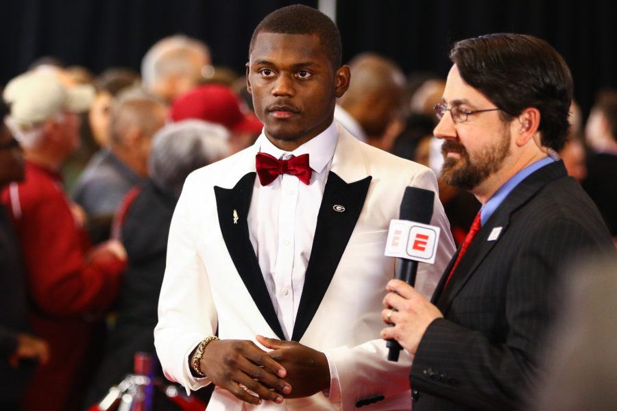 Georgia defensive back Deandre Baker (18) walks the red carpet at the 2018 Home Depot College Football Awards in Atlanta, Ga., on Thursday, Dec. 6, 2018. (Photo by Kristin M. Bradshaw)