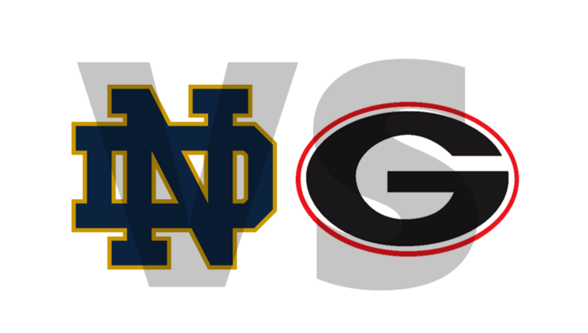 Georgia G vs Notre Dame ND logo edit by Bob Miller