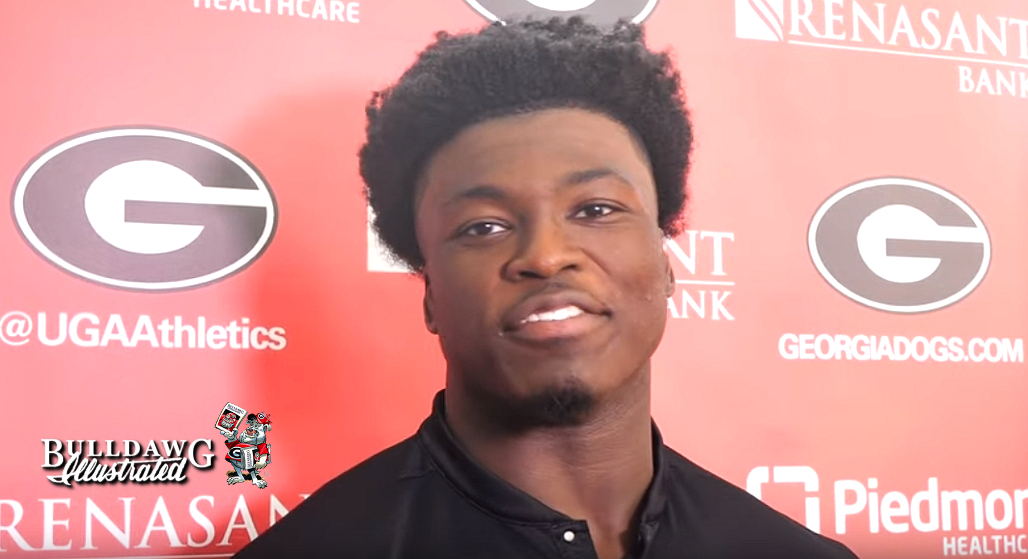 Azeez Ojulari during Tuesday's post-practice player interviews on September 17, 2019