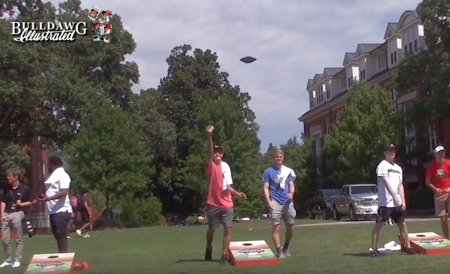 Cornhole area on the College GameDay set at Myers Quad, UGA campus, Athens, GA, Friday, September 20, 2019